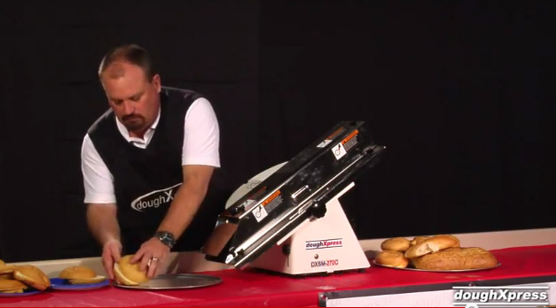 DoughXpress: DXSM-270C French Bread/Bun and Bagel Slicer - Compact Footprint DoughXpress: DXSM-270C French Bread/Bun and Bagel Slicer - Compact Footprint