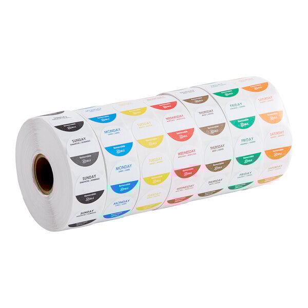 1" Removable Day of the Week Label Rolls