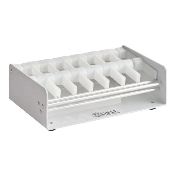 Elevated 7-Slot White Plastic Label Dispenser with 1" Slots