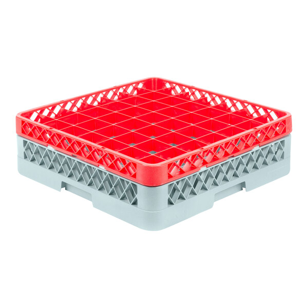 49-Compartment Gray Full-Size Glass Rack with 1 Red Extender