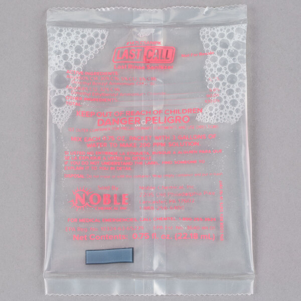 Chemical 0.75 oz. Last Call Last Rinse Concentrated Liquid Sanitizer Packet - 100/Case