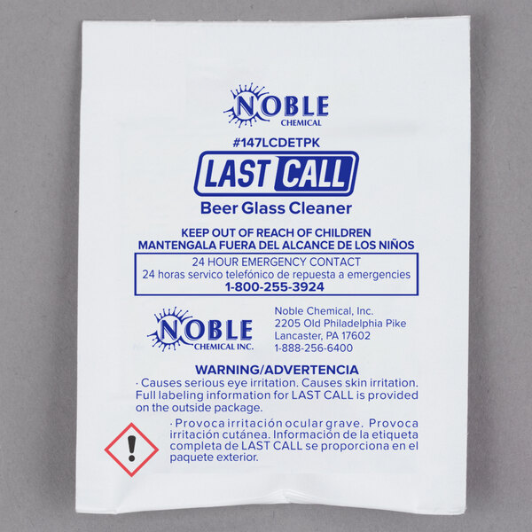 Chemical 0.5 oz. Last Call Concentrated Manual Powdered Beer Glass Cleaner Packet - 100/Case