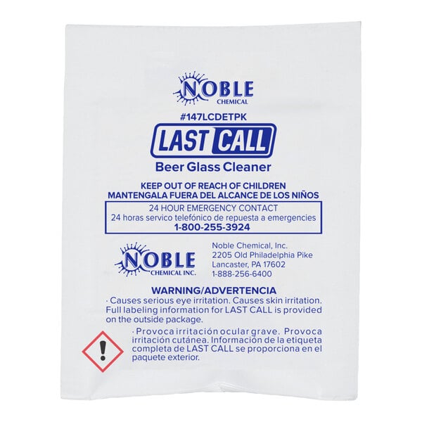 Last Call 0.5 oz. Concentrated Manual Powdered Beer Glass Cleaner Packet - 100/Case