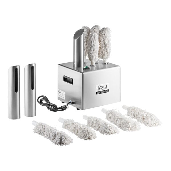 GP1250 Glass Genie Commercial Five Brush Electric Glass Polisher with Standard and Extra-Large Polishing Heads and Blow Tube - 120V, 1250W