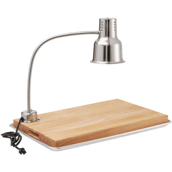 Carving Station Kit with 24" Stainless Steel Heat Lamp, Cutting Board, and Drip Pan - 120V, 250W
