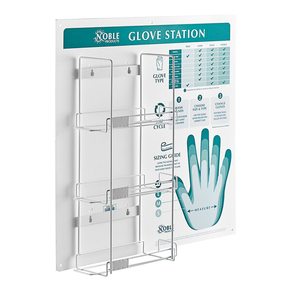 3-Box Wire Wall Mount Glove Dispenser Station with Type, Use, and Guide Chart