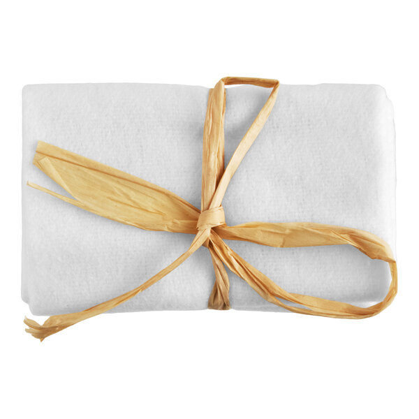 Essentials White Shoe Mitt with Natural Ribbon Tie - 500/Case