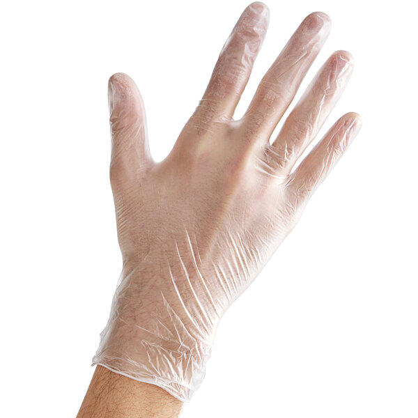 Large Powdered Disposable 3 Mil Thick Vinyl Gloves for Foodservice - 100/Box