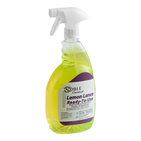 1 Qt. / 32 oz. Lemon Lance Ready-to-Use Disinfectant & Detergent Cleaner - 12/Case