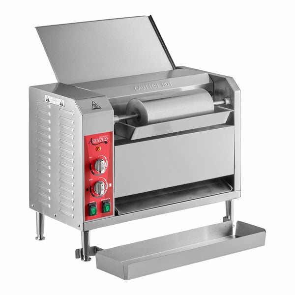 Vertical Contact Conveyor Bun Toaster with Extended Length Feed Tray - 208/240V, 2400-3200W