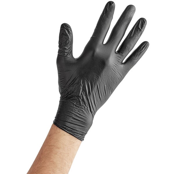 Powder-Free Disposable Black Hybrid 3.5 Mil Thick Gloves - 1,000/Case