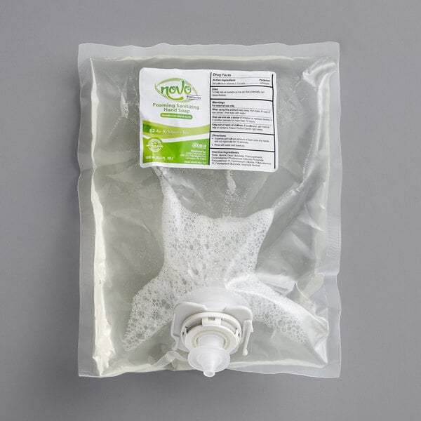 E2 Ready-to-Use Foodservice Foaming Sanitizing Hand Soap with 0.13% BZK Refill 1,000 mL - 6/Case