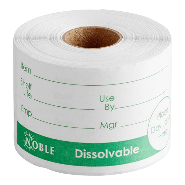 2" x 4" Dissolvable Green Universal Day of the Week Label - 250/Roll