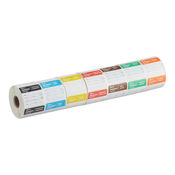 2" x 2" Removable Day of the Week Label Rolls