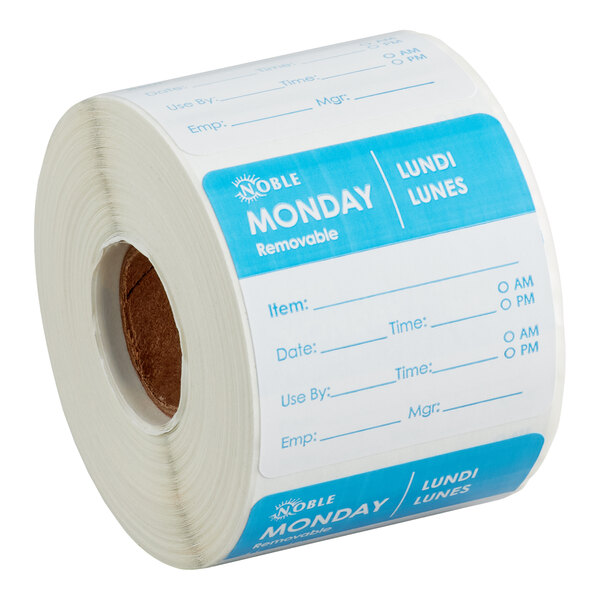 Monday 2" x 2" Removable Day of the Week Label - 500/Roll