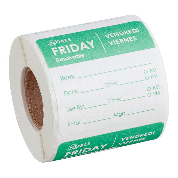 Friday 2" x 2" Dissolvable Day of the Week Label - 250/Roll