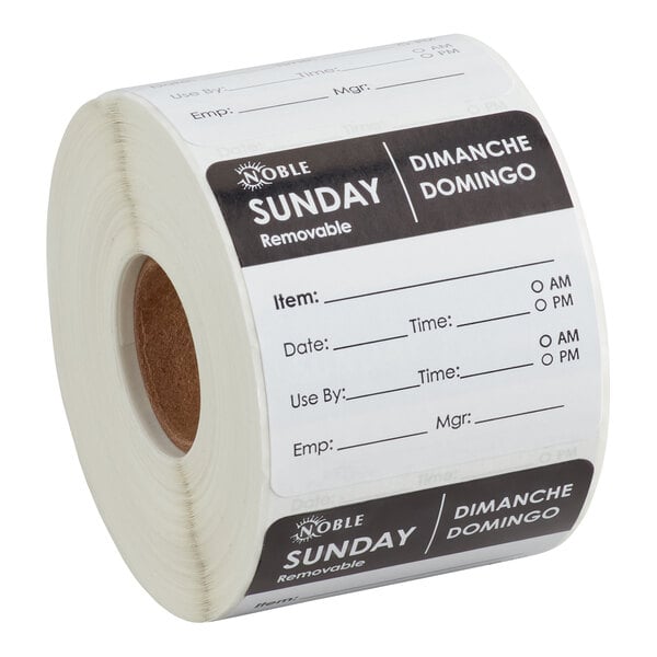 Sunday 2" x 2" Removable Day of the Week Label - 500/Roll
