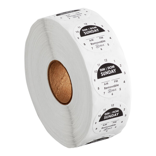 Sunday 1" Removable Day of the Week Clock Label - 1,000/Roll