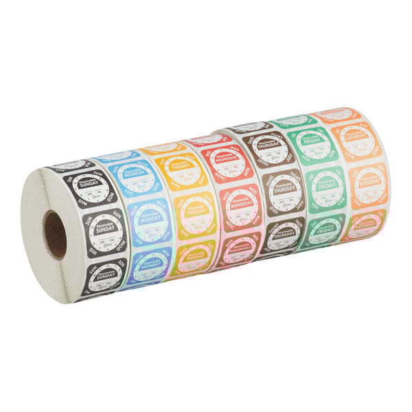 1" Dissolvable Day of the Week Clock Label Rolls