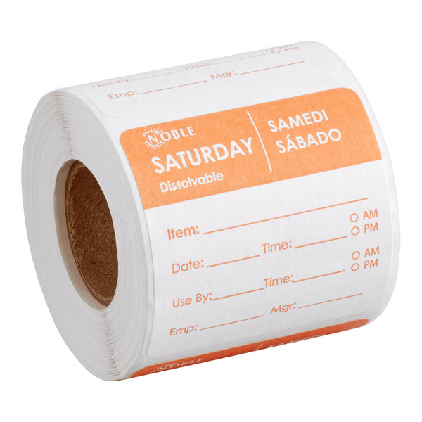 Saturday 2" x 2" Dissolvable Day of the Week Label - 250/Roll