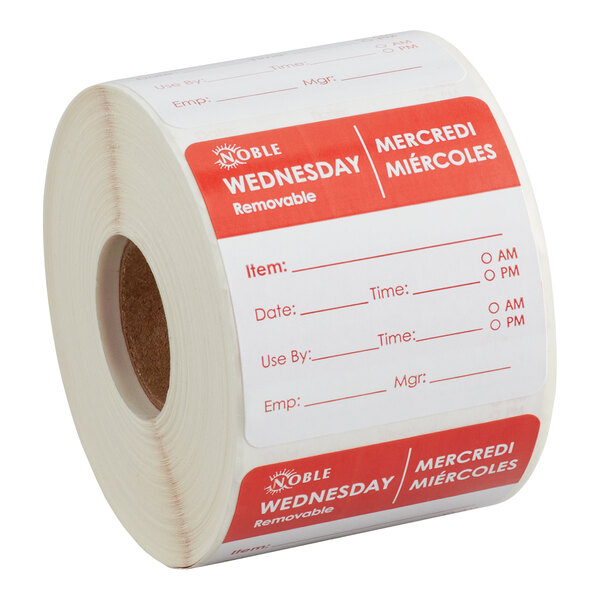 Wednesday 2" x 2" Removable Day of the Week Label - 500/Roll