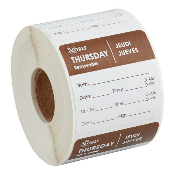 Thursday 2" x 2" Removable Day of the Week Label - 500/Roll