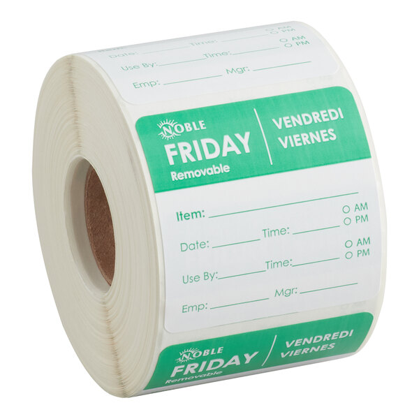 Friday 2" x 2" Removable Day of the Week Label - 500/Roll