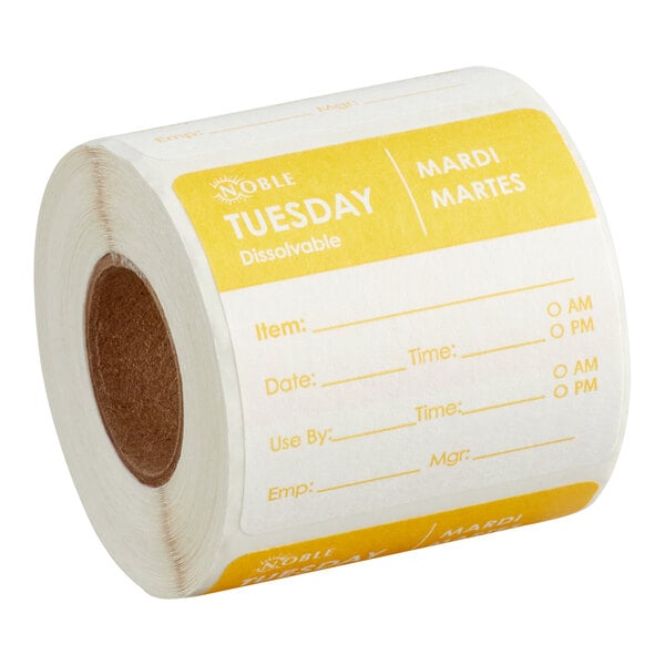Tuesday 2" x 2" Dissolvable Day of the Week Label - 250/Roll