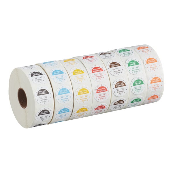 1" Removable Day of the Week Clock Label Rolls