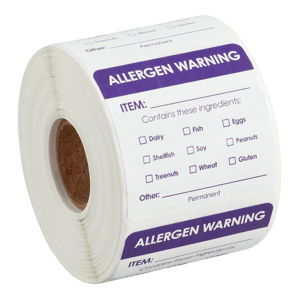 2" x 2" Permanent Big 8 Allergens Label - 500/Roll