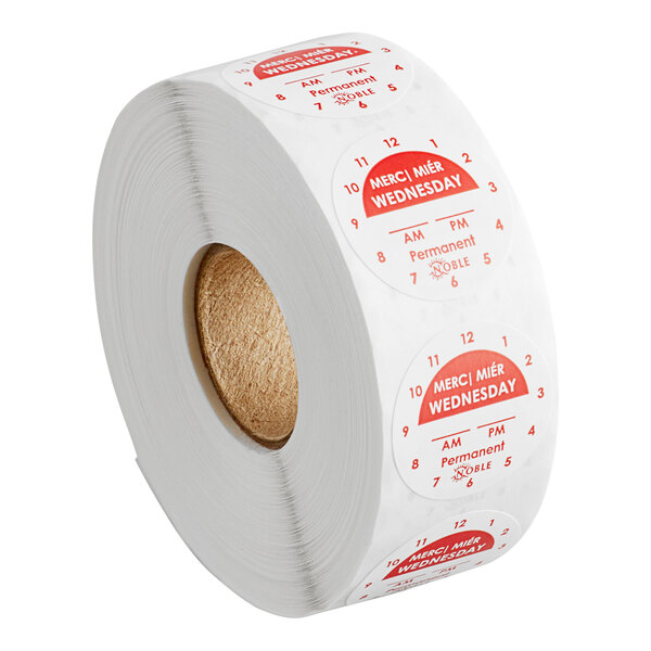 Wednesday 1" Permanent Day of the Week Clock Label - 1,000/Roll