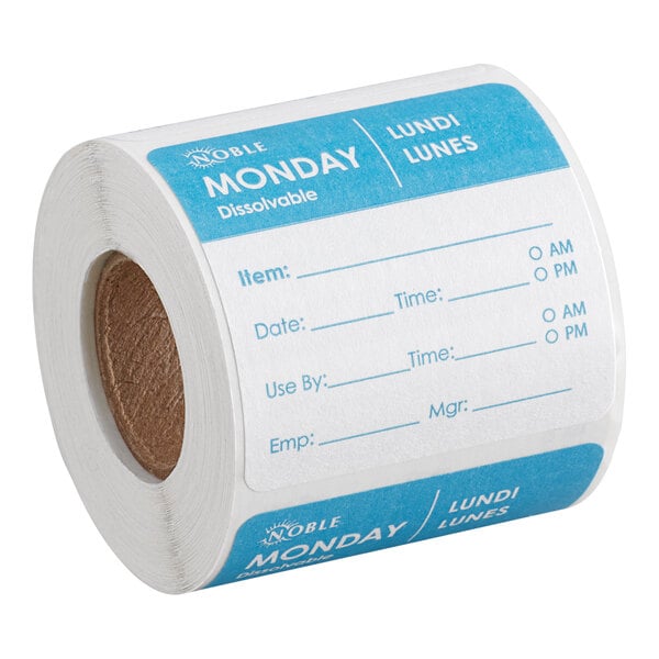 Monday 2" x 2" Dissolvable Day of the Week Label - 250/Roll