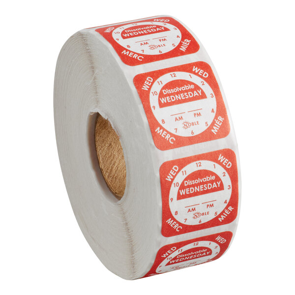 Wednesday 1" Dissolvable Day of the Week Clock Label - 1,000/Roll