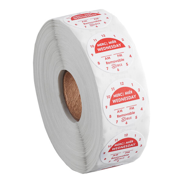 Wednesday 1" Removable Day of the Week Clock Label - 1,000/Roll