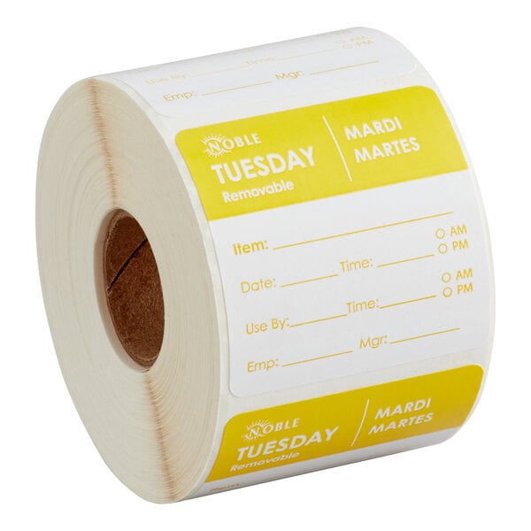 Tuesday 2" x 2" Removable Day of the Week Label - 500/Roll