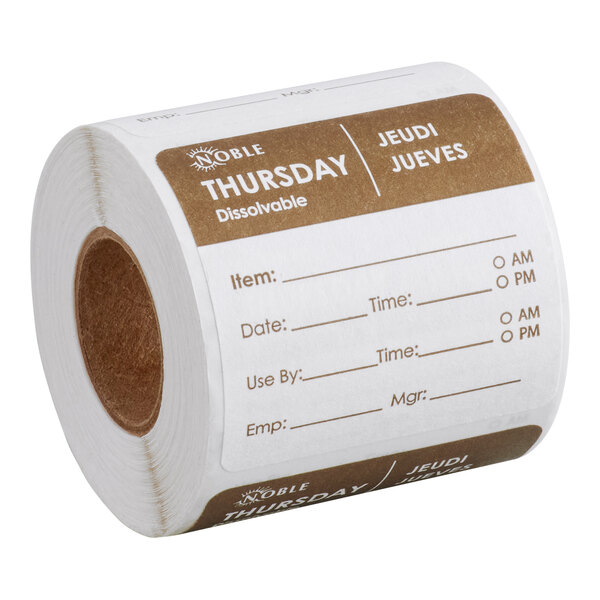 Thursday 2" x 2" Dissolvable Day of the Week Label - 250/Roll