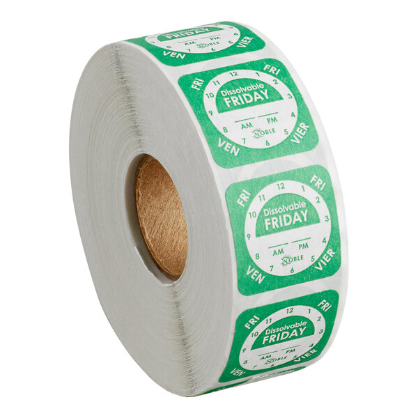 Friday 1" Dissolvable Day of the Week Clock Label - 1,000/Roll