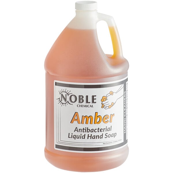 1 Gallon / 128 oz. Amber Ready-to-Use Liquid Antibacterial Hand Soap - 4/Case