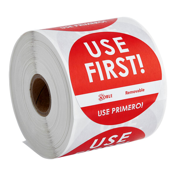 3" Use First Removable Round Label with Dispenser Carton - 500/Roll