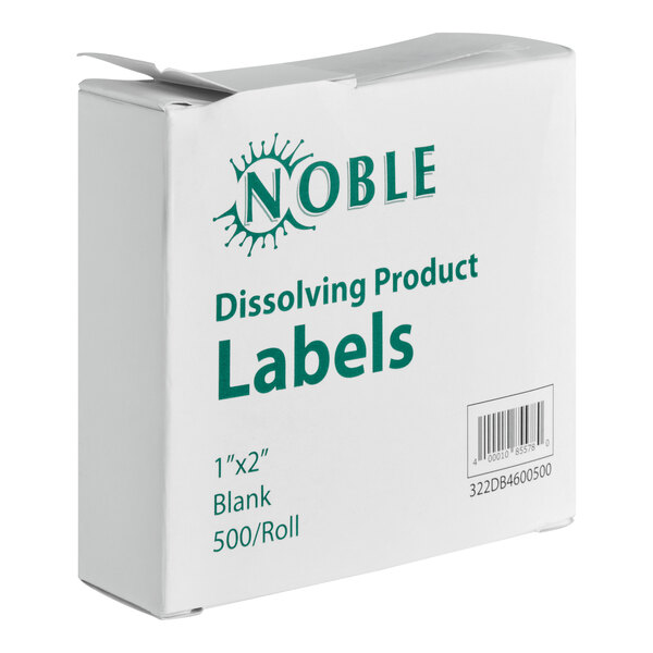 1" x 2" Blank Dissolving Product Label with Dispenser Carton - 500/Roll