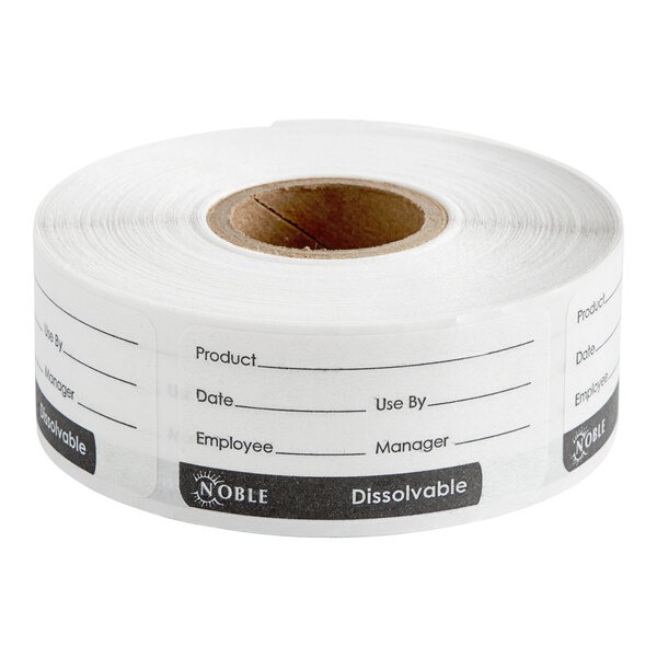 1" x 2" Dissolvable Product Label with Dispenser Carton - 500/Roll