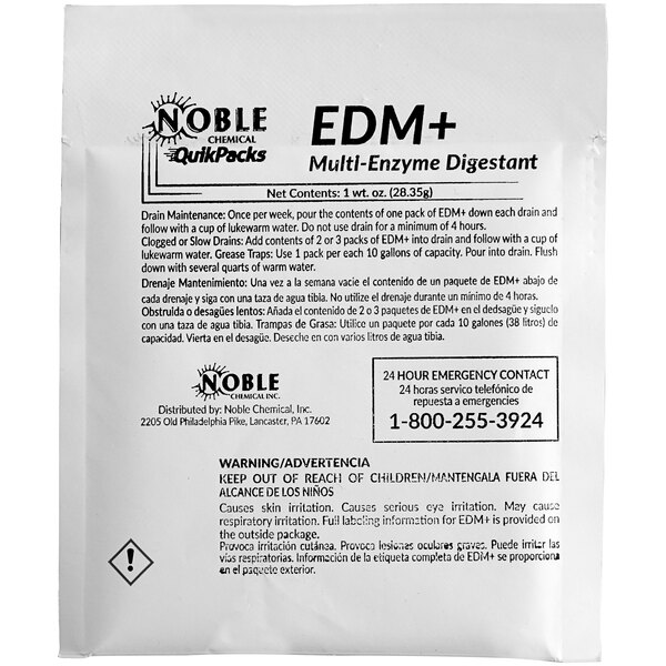 1 oz. EDM+ QuikPack Concentrated Enzymatic Drain Maintainer Packet - 72/Case