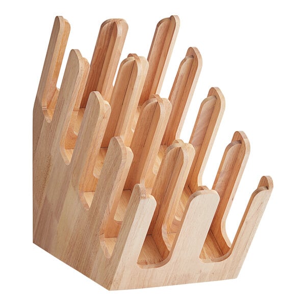 Wood 8-Section Slanted Cup and Lid Organizer | Acopa