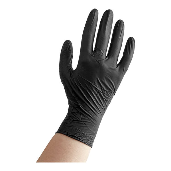 4 Mil Black Biodegradable Powder-Free Nitrile Gloves - 100/Box