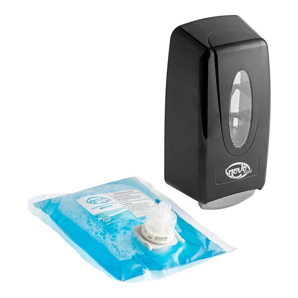 33.8 fl. oz. (1,000 mL) Black Manual Foam Hand Soap / Sanitizer Dispenser with Clean Scent Foaming Hand Soap