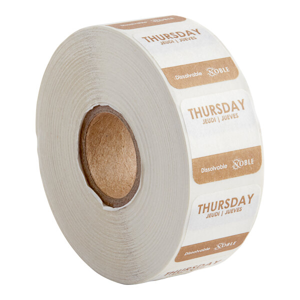 Thursday 1" Dissolvable Day of the Week Label - 1,000/Roll