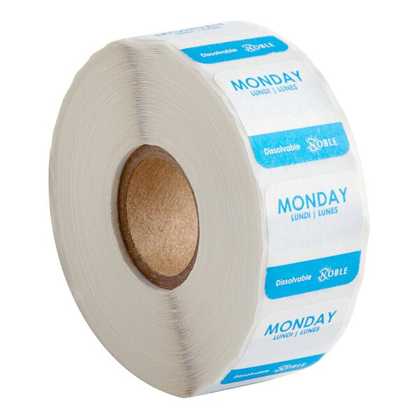 Monday 1" Dissolvable Day of the Week Label - 1,000/Roll