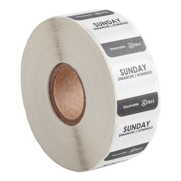 Sunday 1" Dissolvable Day of the Week Label - 1,000/Roll