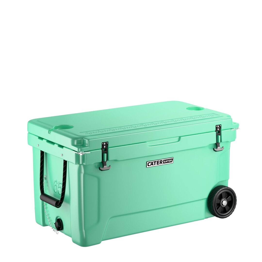 CaterGator CG65SFW Seafoam 65 Qt. Mobile Rotomolded Outdoor Cooler