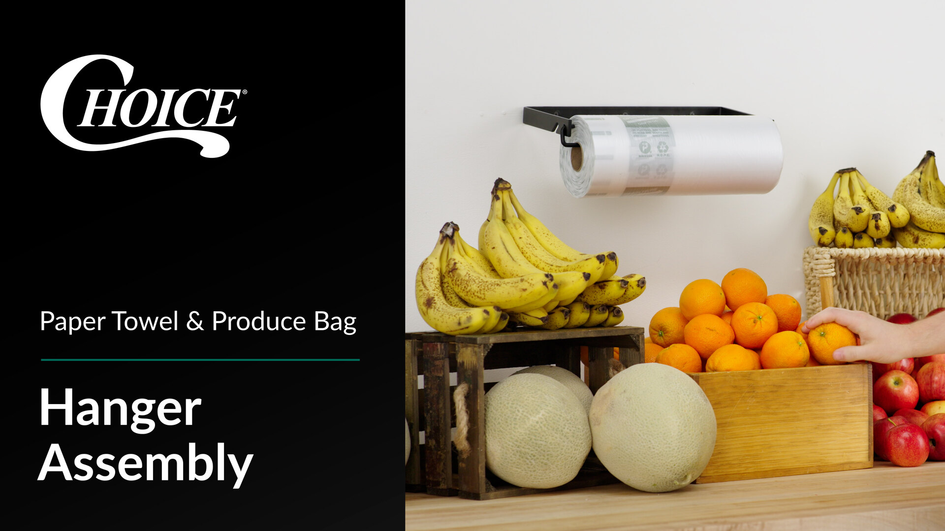 Choice Black Produce Bag Roll Holder / Paper Towel Holder - 13 1/4 x 6 1/4